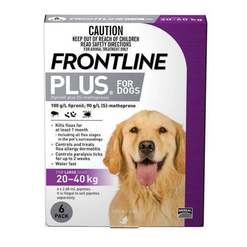 Frontline Plus Spot-On for Dogs  6pc   5 SIZES 