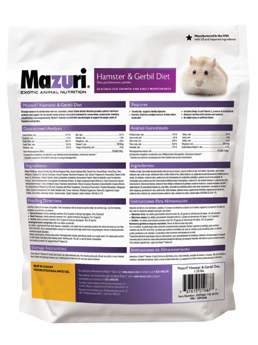 MAZURI® HAMSTER & GERBIL DIET 1.25lb #5M7V