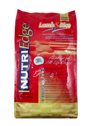 NutriEdge Holistic Dog Food Lamb and Rice      3 Sizes