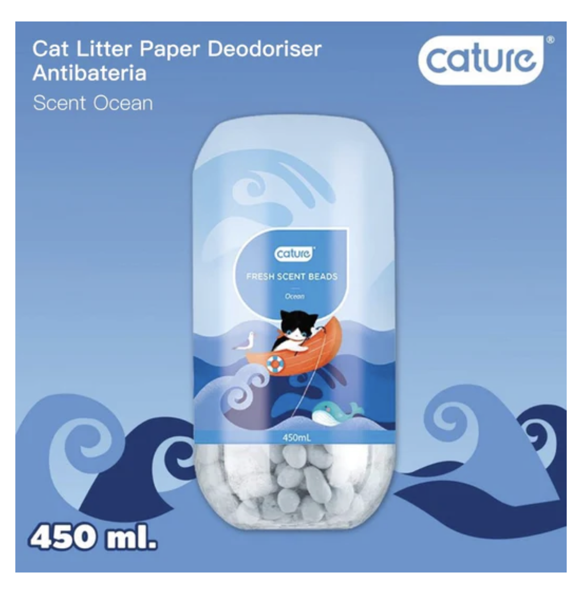 Cature Ocean Fresh Scent Beads Cat Litter Deodoriser 450ml