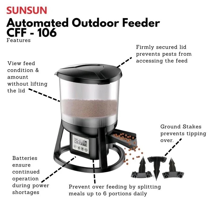 SUNSUN CFF-106 Automated Outdoor Feeder (For Ponds) FOOD TIMER SUNCFF106
