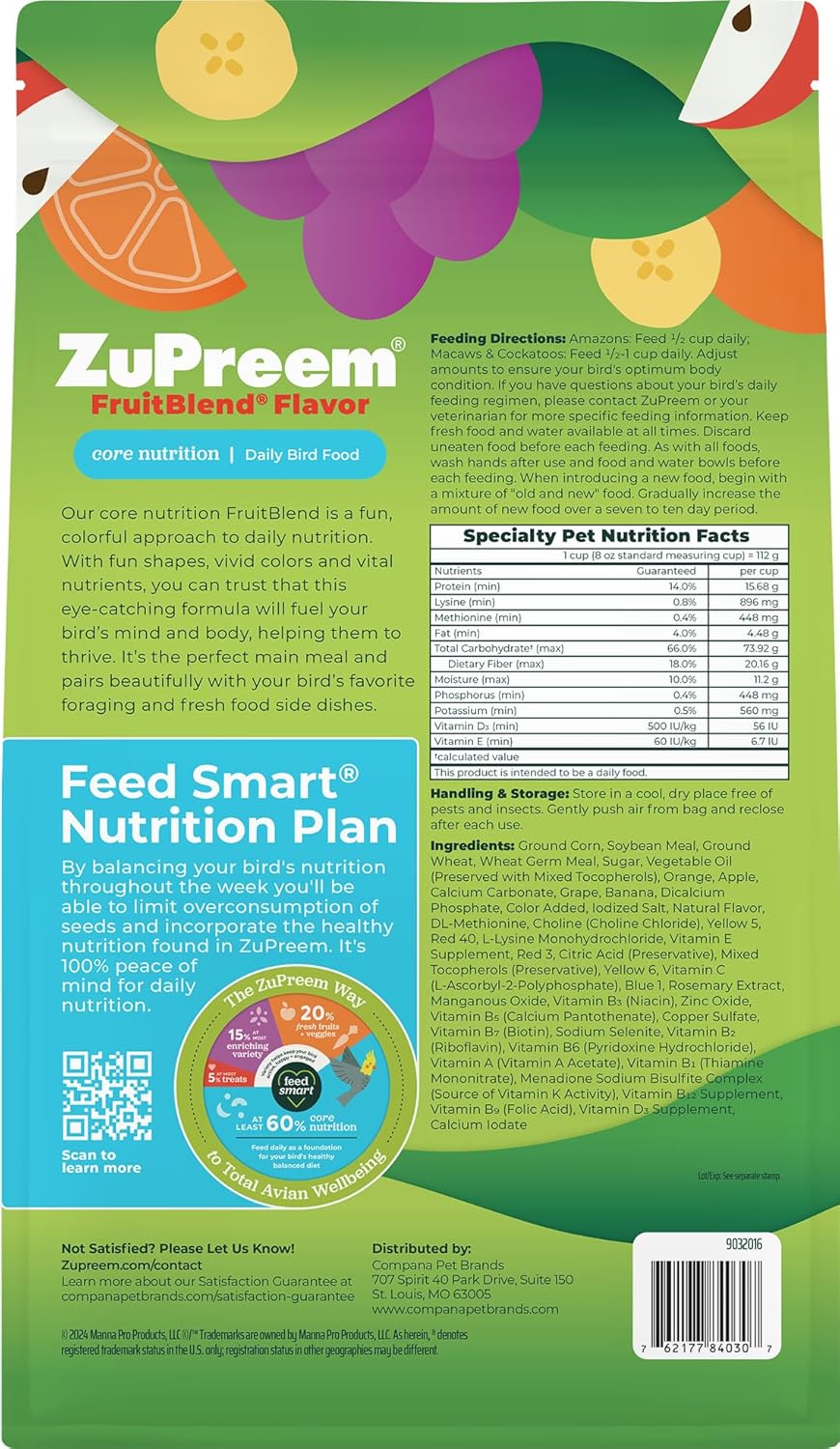 Zupreem FruitBlend® Flarvor for Large Birds 3.5lb 1.6KG 3.5LBS