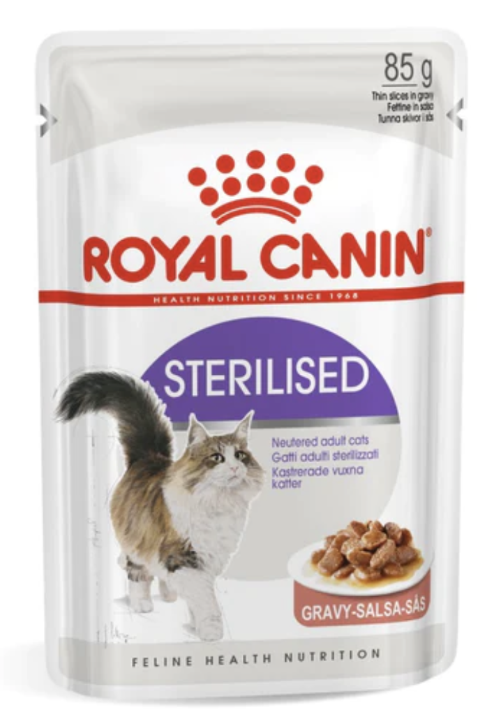 Royal Canin Feline Health Nutrition Sterilised in GRAVY Adult Pouch Cat Food 85g x 12