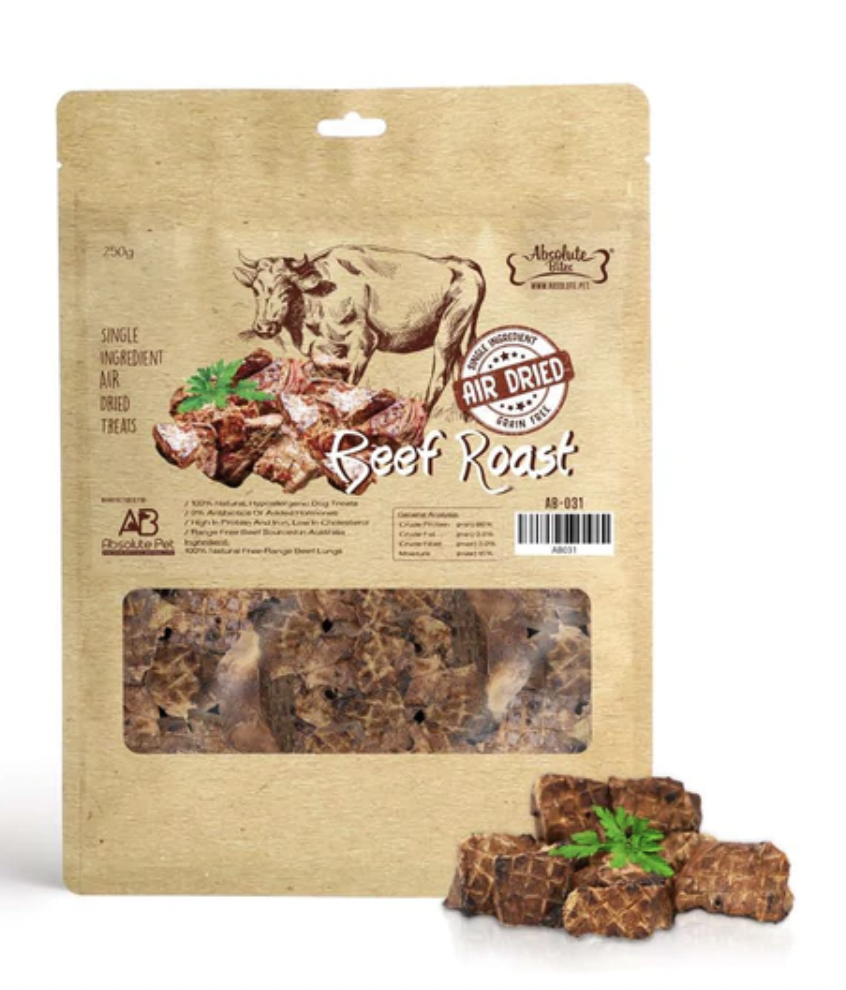 Absolute Bites Air Dried Beef Roast Dog Treats 250g