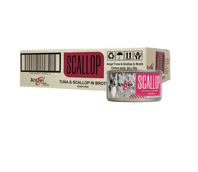 Angel Tuna & Scallop  In Broth *Grain-Free* Canned  70g / cartons 