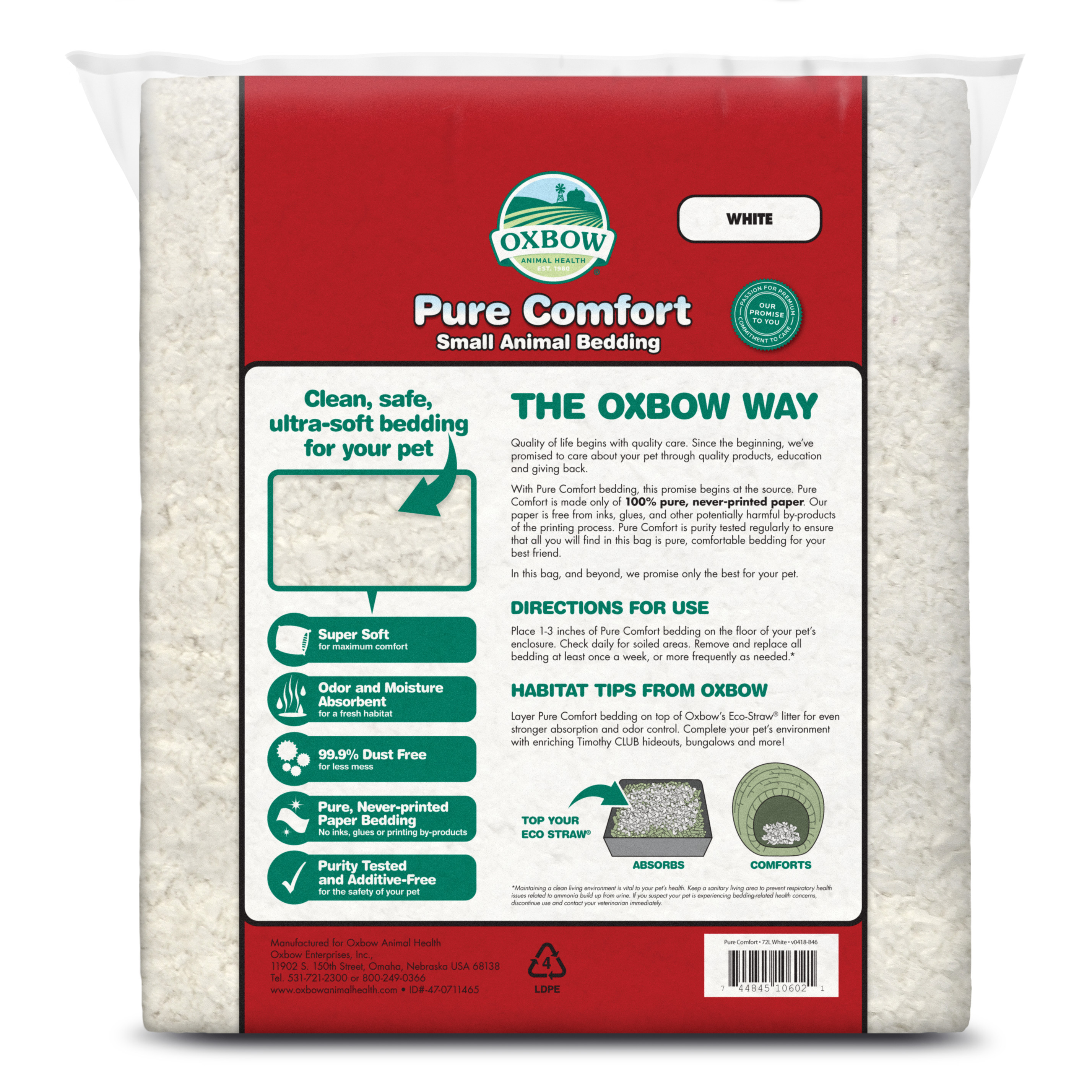 OXBOW PURE COMFORT BEDDING WHITE 36L