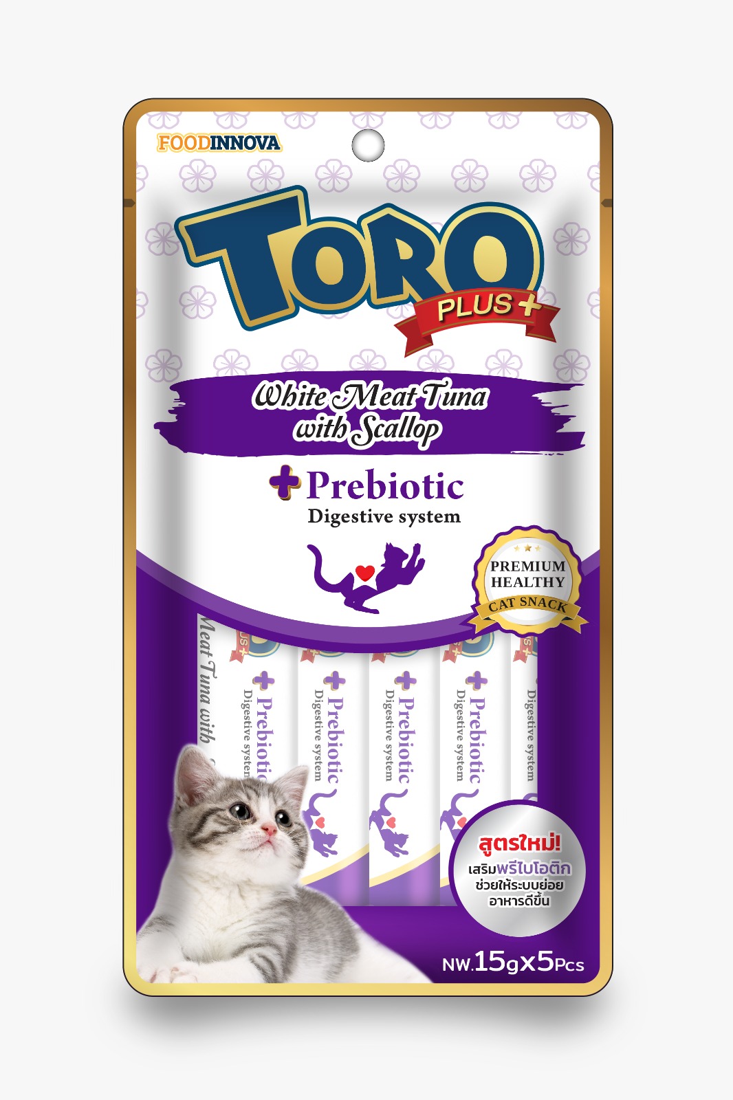 TORO Plus White Meat Tuna With Scallop & Prebiotic Liquid Cat Treats 75g