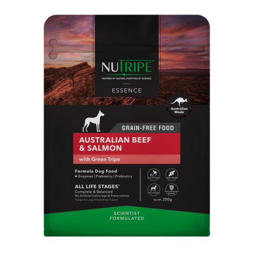NUTRIPE Dog Essence Australian Beef-Salmon-with-Green-Trip Food    3 Sizes
