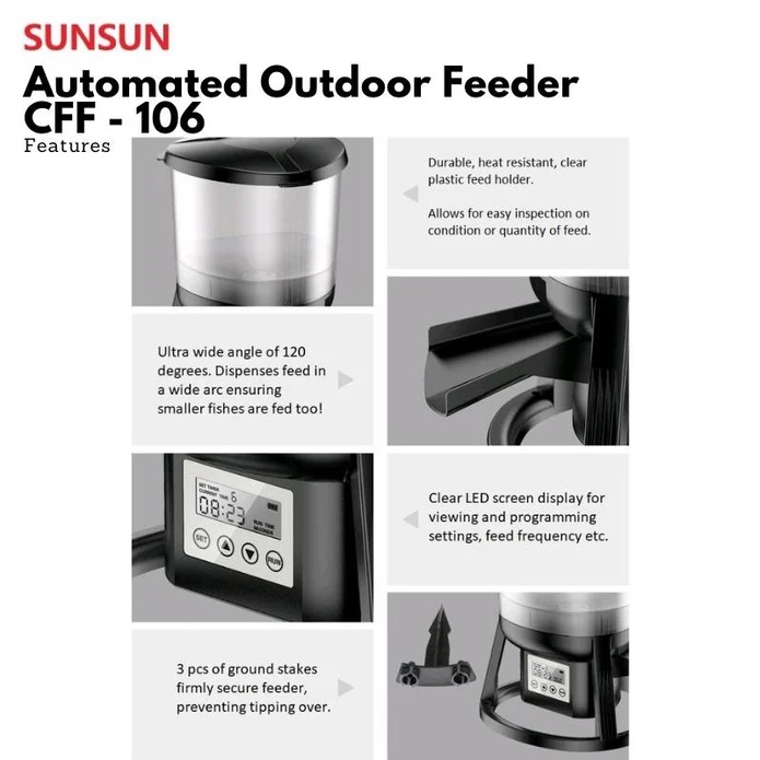 SUNSUN CFF-106 Automated Outdoor Feeder (For Ponds) FOOD TIMER SUNCFF106