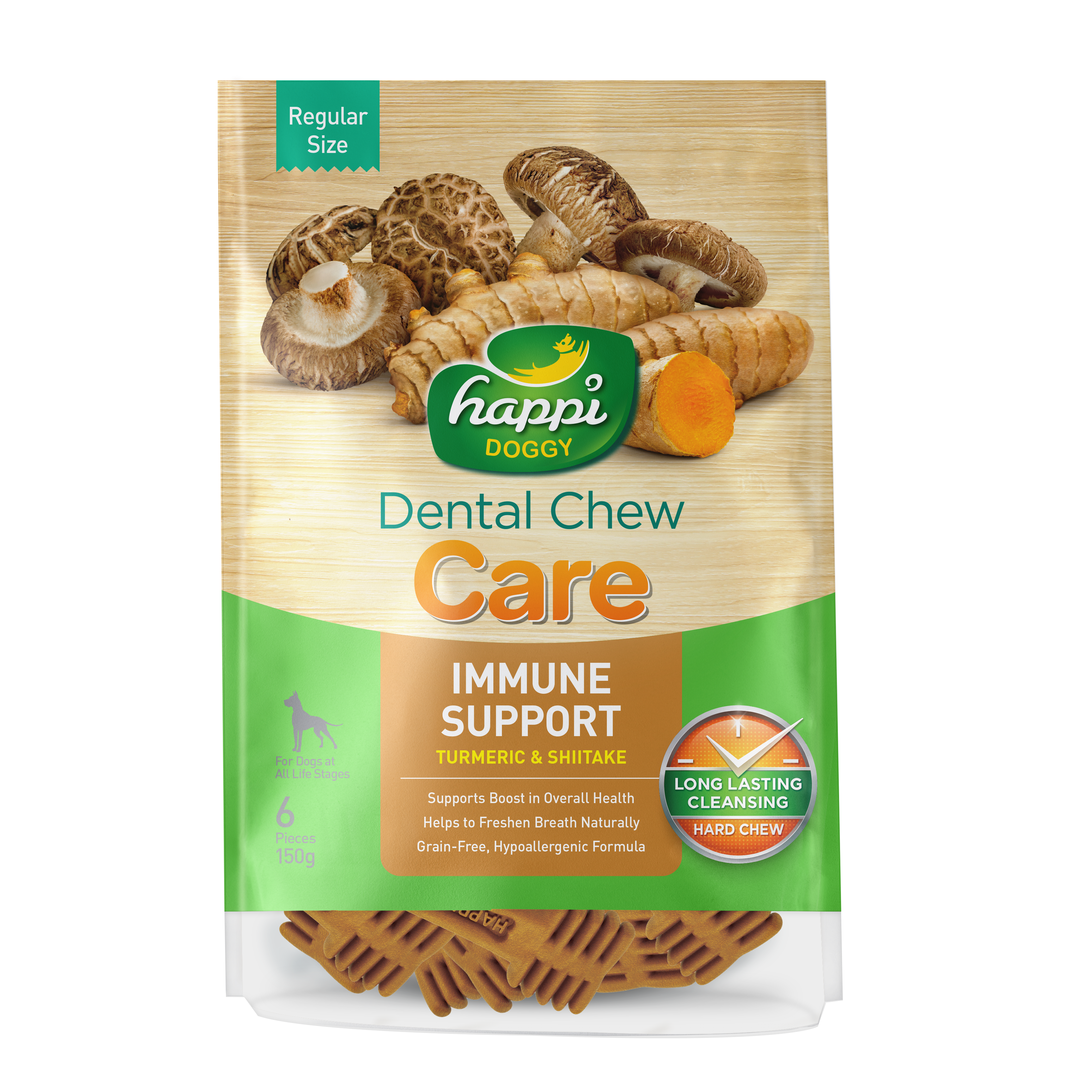 HAPPI DOGGY DENTAL CHEW CARE PETITE SKIN N COAT SUPPORT 150G/PKT