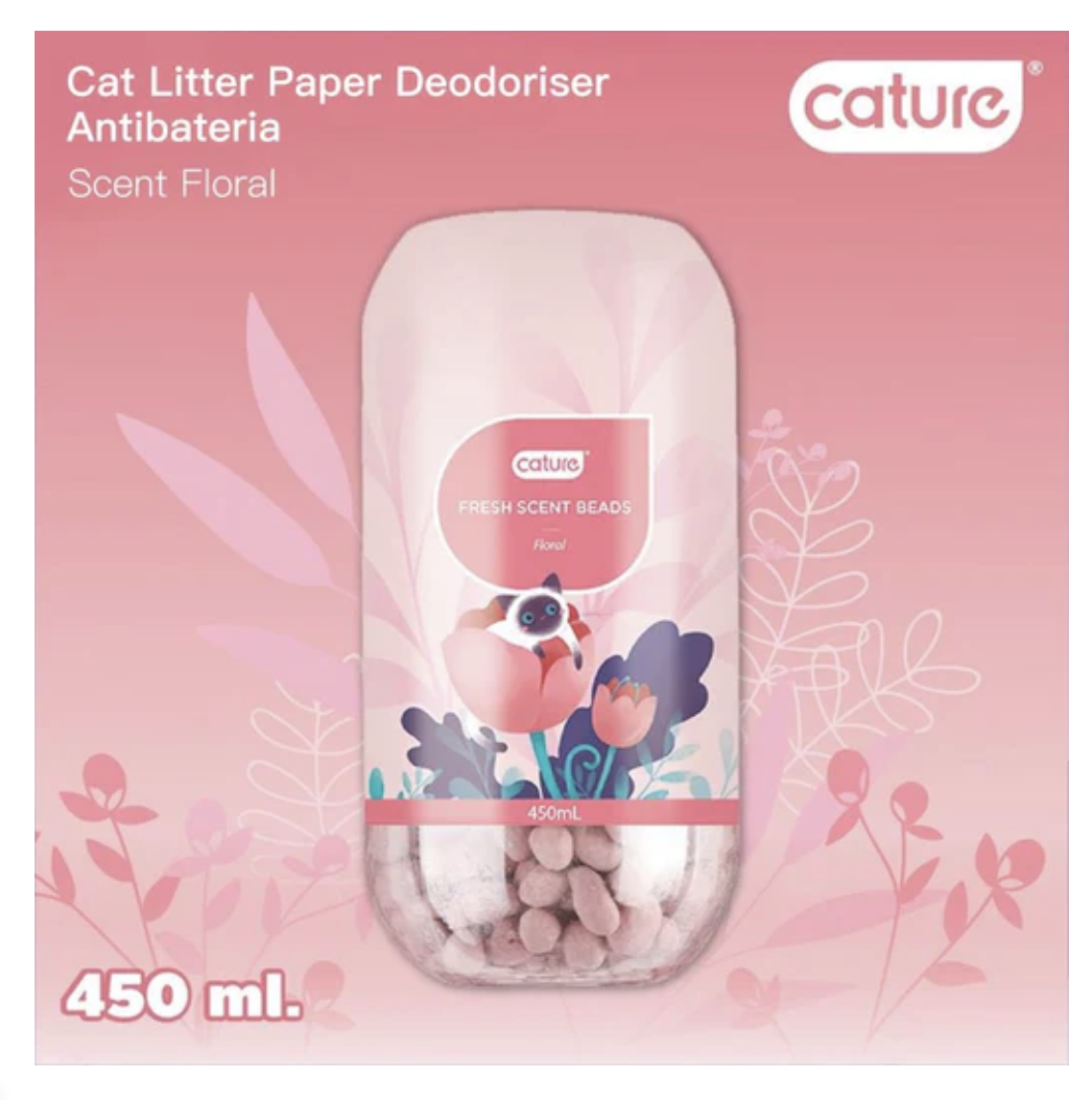 Cature Floral Fresh Scent Beads Cat Litter Deodoriser 450ml