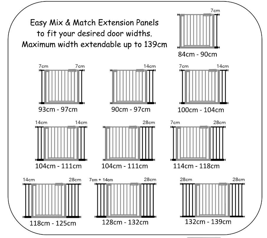Baby ACE Gate – Safety Metal Gate Extension Panels 14cm