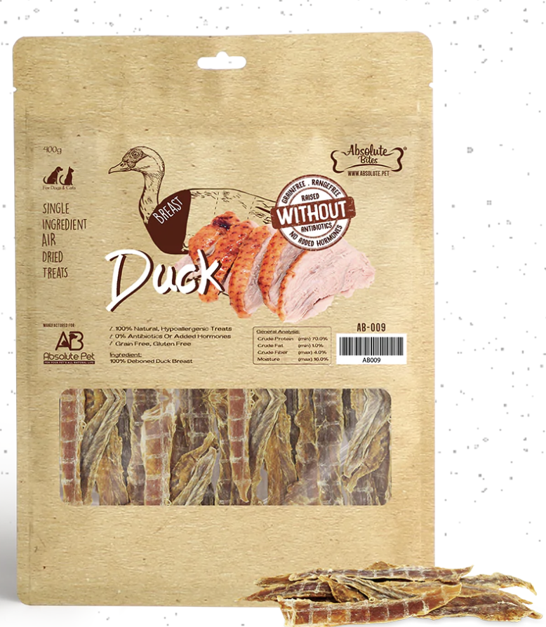 Absolute Bites Air-Dried Duck Breast 400g