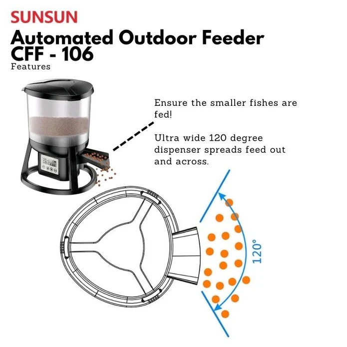 SUNSUN CFF-106 Automated Outdoor Feeder (For Ponds) FOOD TIMER SUNCFF106