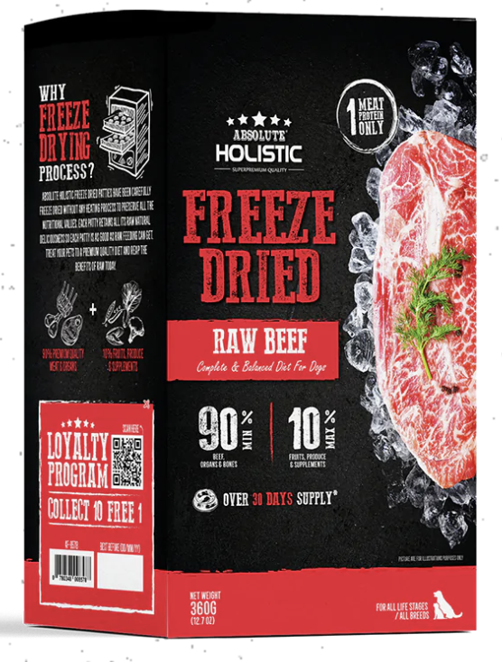 Absolute Holistic Dog Freeze Dried Raw Patties Beef 12.7oz