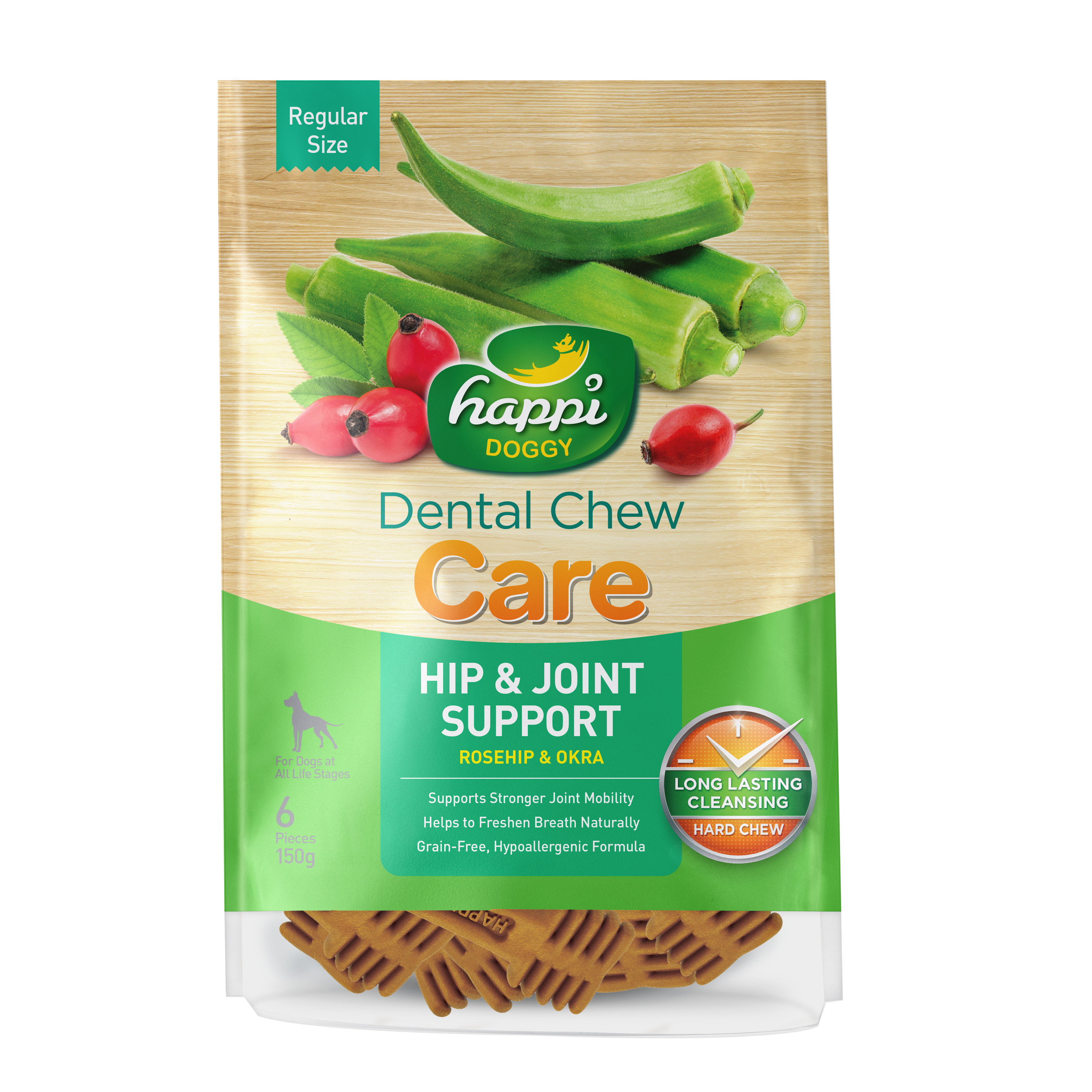 HAPPI DOGGY DENTAL CHEW CARE PETITE SKIN N COAT SUPPORT 150G/PKT