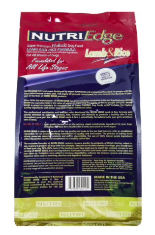 NutriEdge Holistic Dog Food Lamb and Rice      3 Sizes