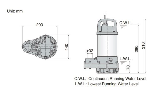 Tsurumi Pump OM3 Submersible Fish Pond pump / Aquarium pump / Water feature Pump / Water Pump Made in Japan