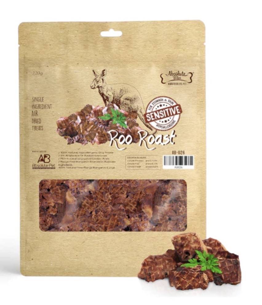 Absolute Bites Roo Roast Air Dried Dog Treats 220g