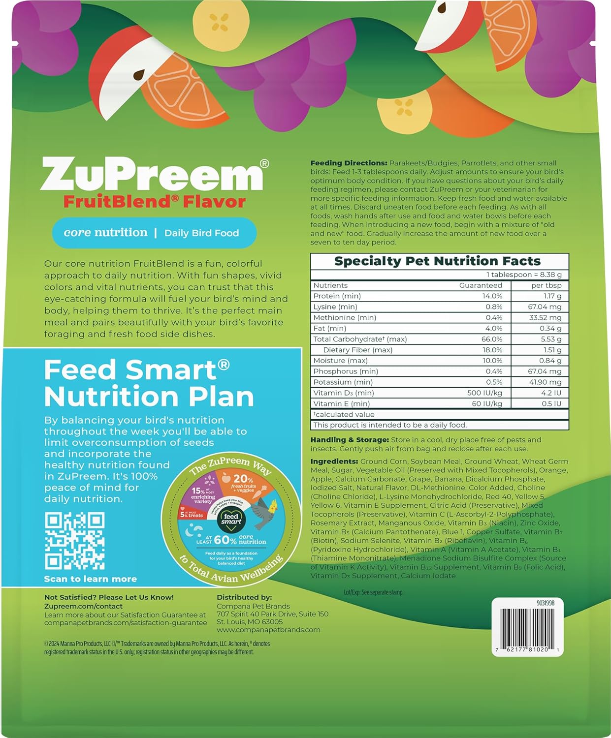 ZuPreem FruitBlend® Flavor with Natural Flavors SMALL BIRDS 907g