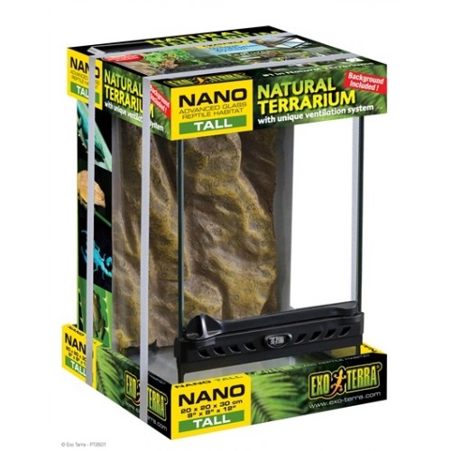 Exo Terra Terrarium Nano Tall PT2601 20 x 20 x 30 cm, 8” x 8” x 12”