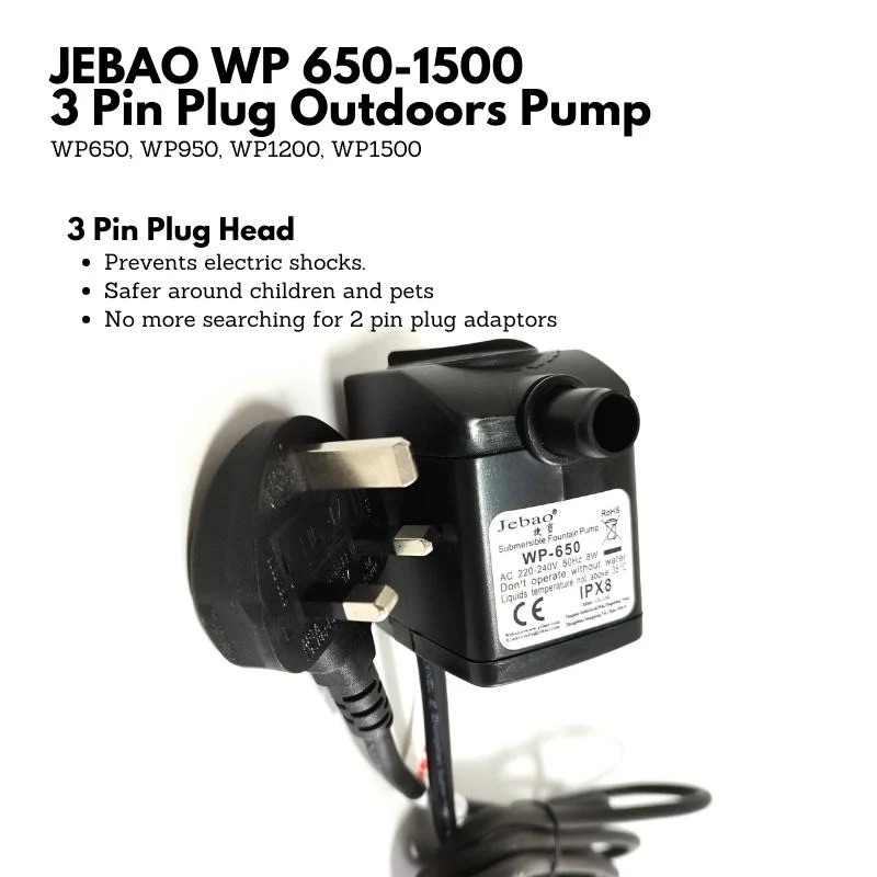JEBAO WP650 Outdoors Water Pump 2m Weather Proof Cable