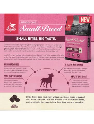 ORIJEN Whole Prey Diet Dog Small Breed 1.8kg - 4.5kg
