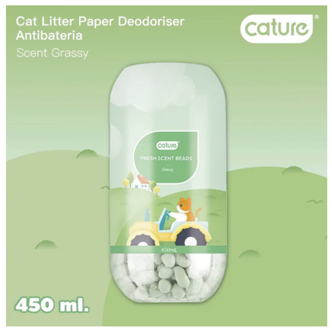 Cature Grassy Fresh Scent Beads Cat Litter Deodoriser 450ml
