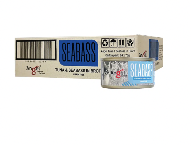 Angel Tuna & Seabass  In Broth *Grain-Free* Canned  70g /  per ctns